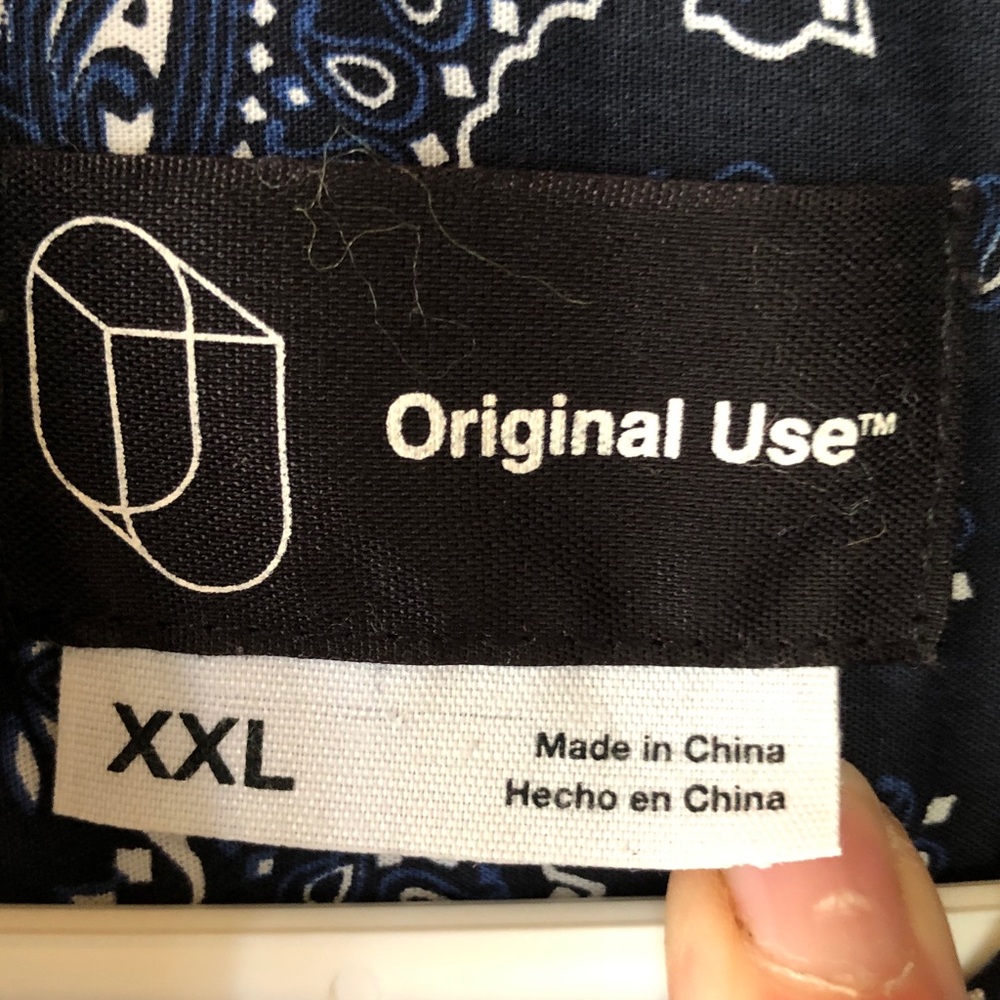 Navy blue handkerchief pattern paisley Shirt - Picture 6 of 7